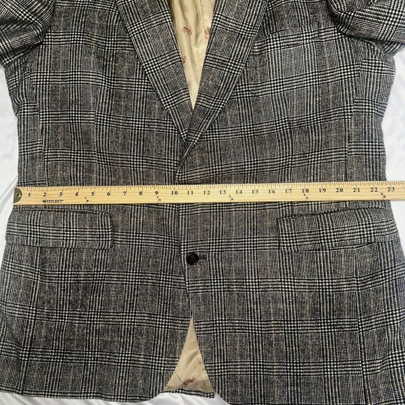 Vintage Jos A Bank Glen Plaid Camel Hair Blazer 46R Quiet Luxury Tradcore - Picture 8 of 11